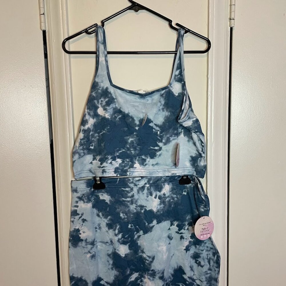 Tie Dye Crop Top & Skirt Set 1X